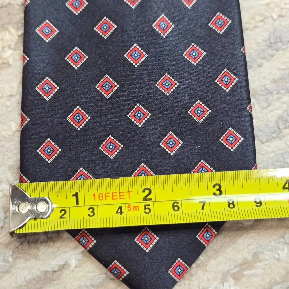 Luca Franzini Tie Rack‎ Italian Silk Navy Red Diamond Print